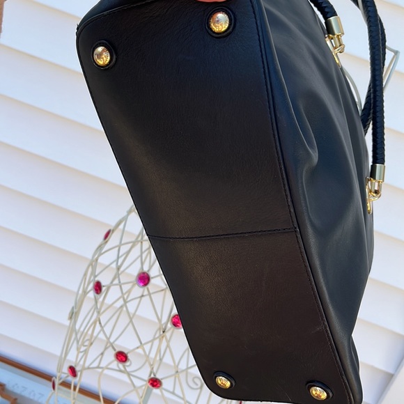 Cole haan black leather tote with braided straps and gold hardware - Picture 6 of 11